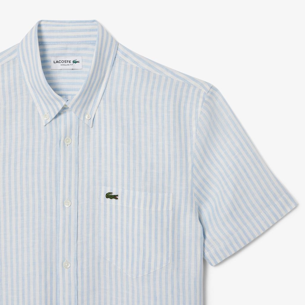 Áo Sơ Mi Lacoste Nam Dáng Suông Ngắn Tay Chất Liệu Linen