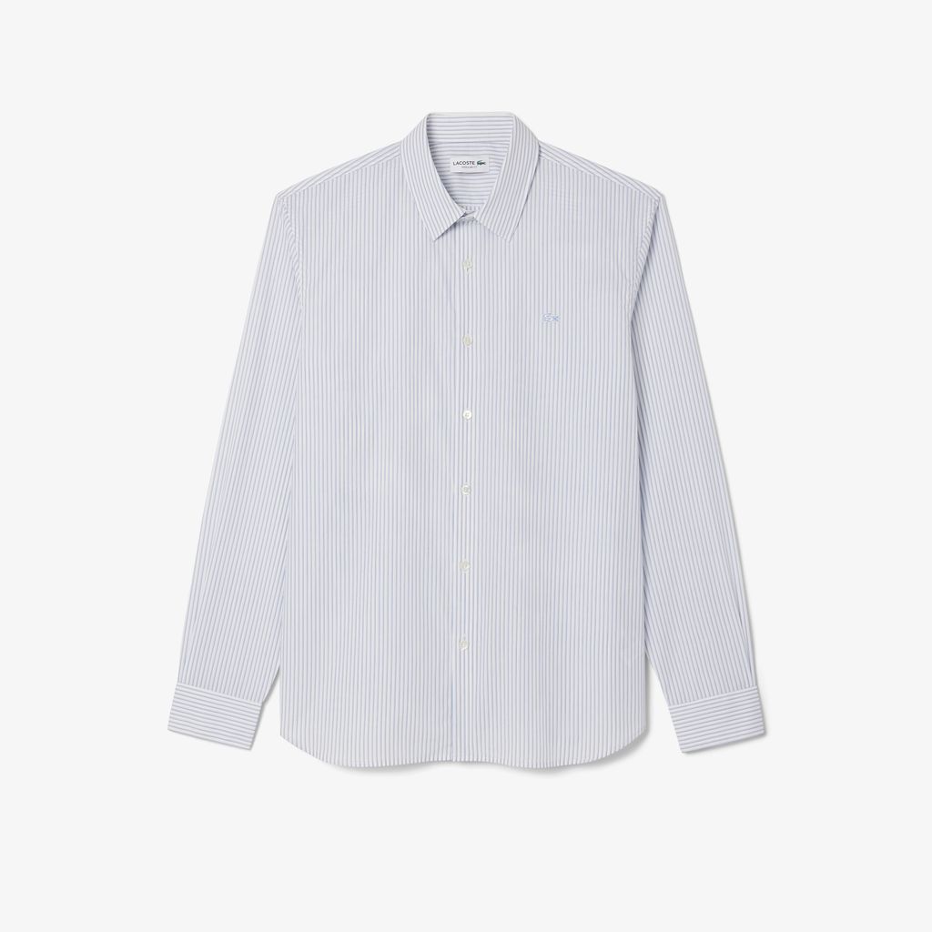 Áo Sơ Mi Lacoste Nam Dáng Suông Chất Liệu Poplin Hoạ Tiết Sọc