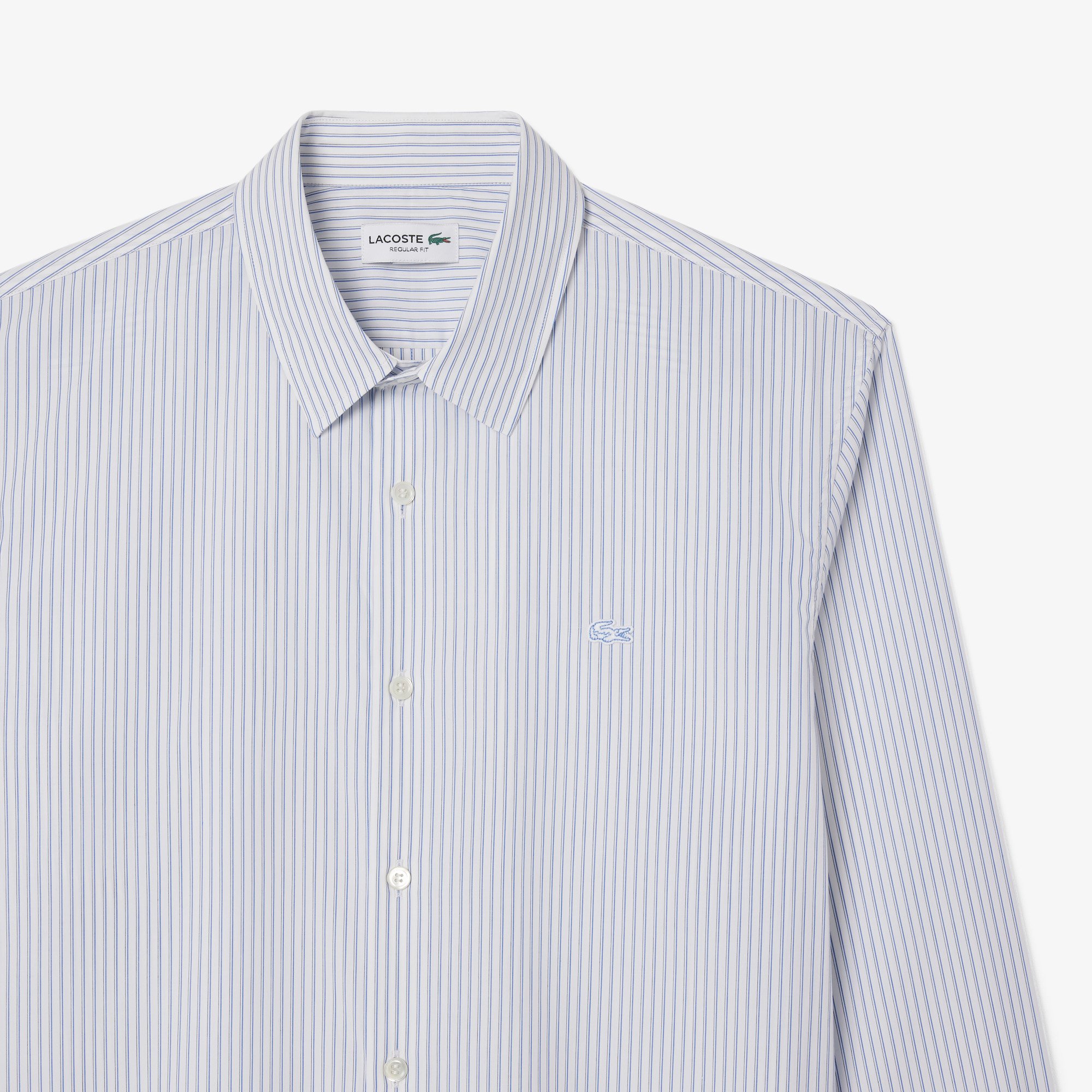 Áo Sơ Mi Lacoste Nam Dáng Suông Chất Liệu Poplin Hoạ Tiết Sọc