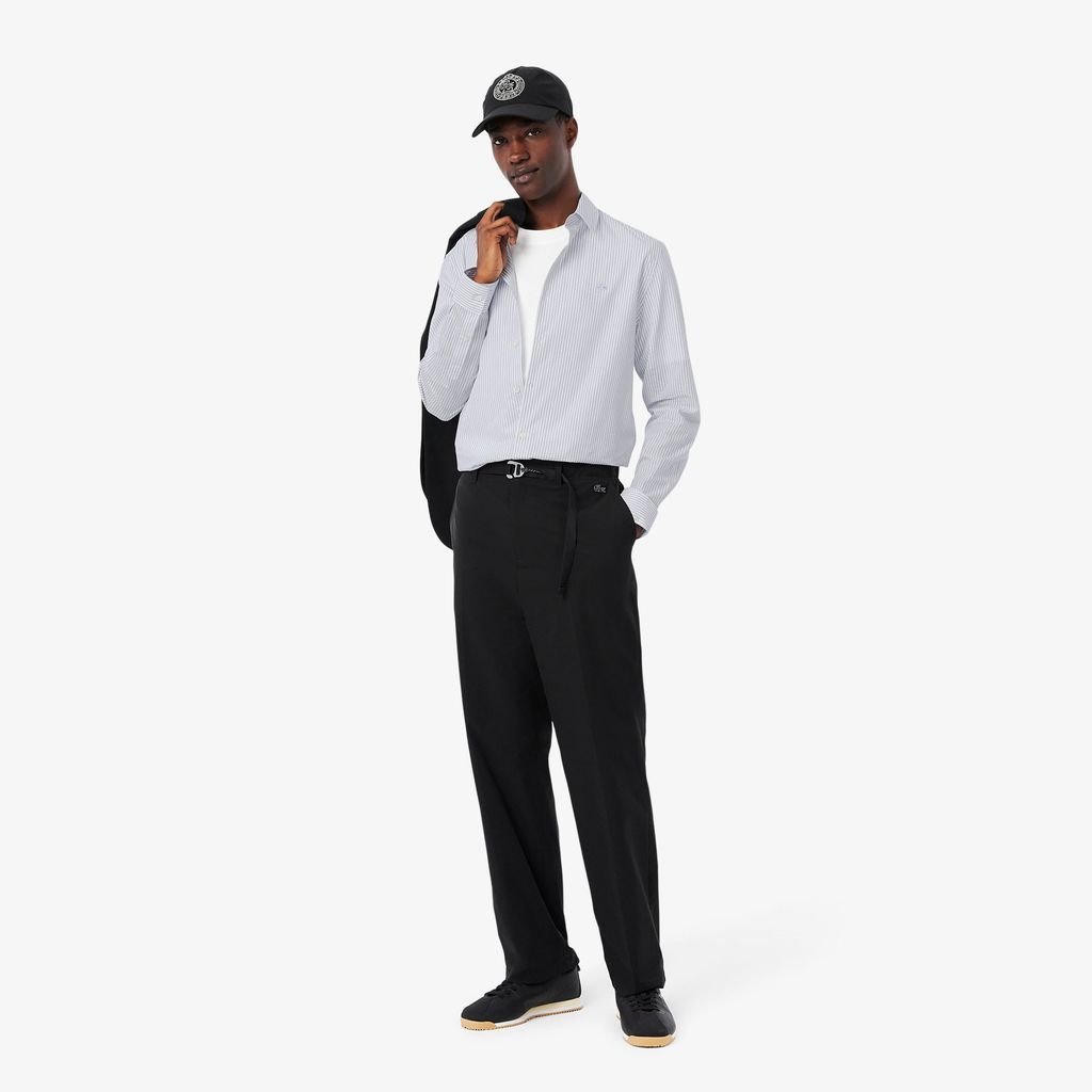 Áo Sơ Mi Lacoste Nam Dáng Suông Chất Liệu Poplin Hoạ Tiết Sọc