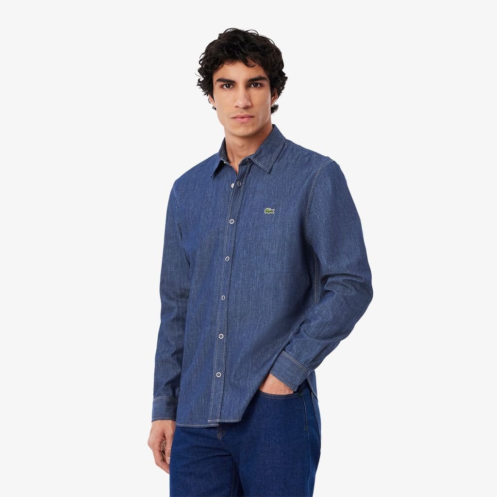 Áo Sơ Mi Lacoste Nam Dáng Suông Chất Liệu Denim Nhẹ