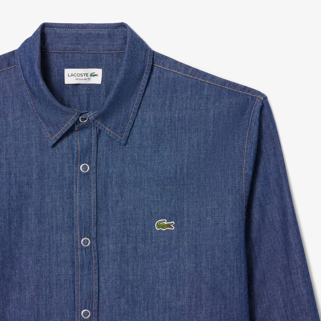 Áo Sơ Mi Lacoste Nam Dáng Suông Chất Liệu Denim Nhẹ