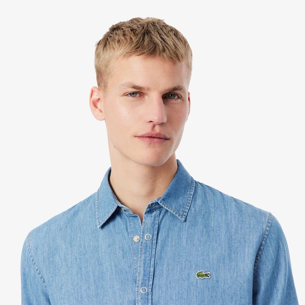 Áo Sơ Mi Lacoste Nam Dáng Suông Chất Liệu Denim Nhẹ