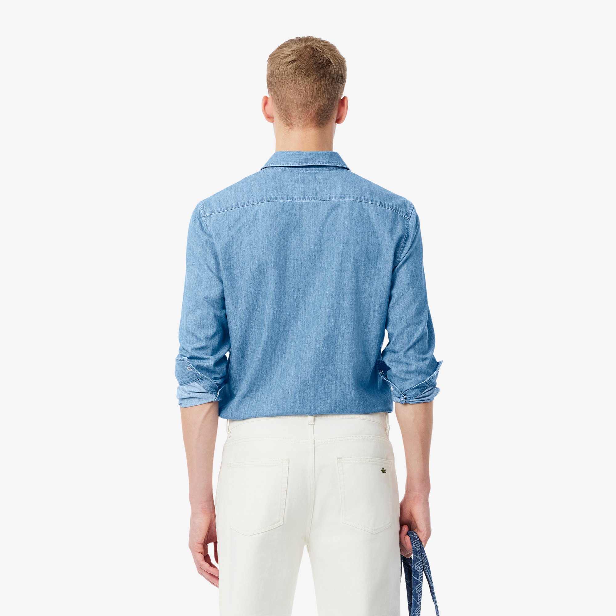 Áo Sơ Mi Lacoste Nam Dáng Suông Chất Liệu Denim Nhẹ