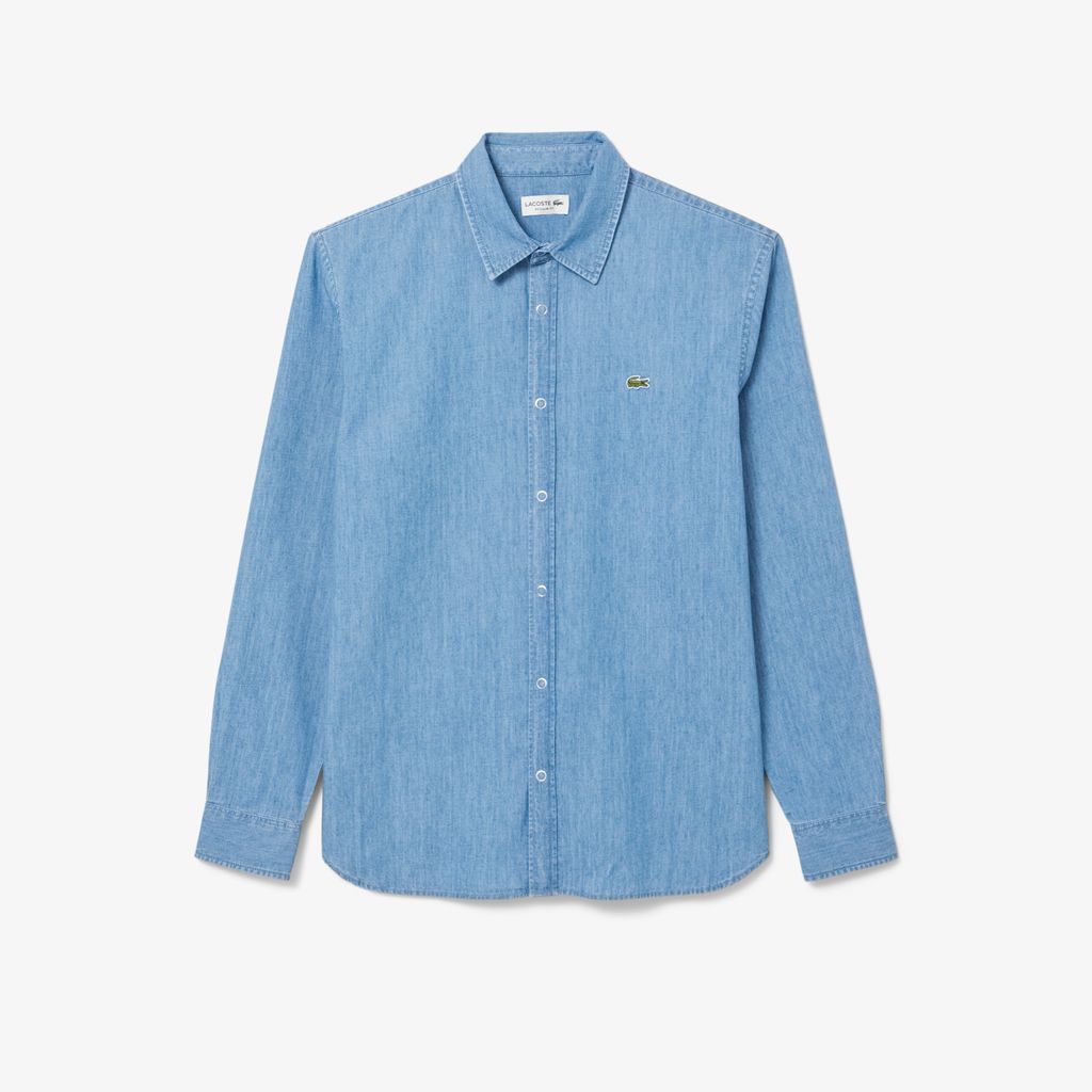 Áo Sơ Mi Lacoste Nam Dáng Suông Chất Liệu Denim Nhẹ