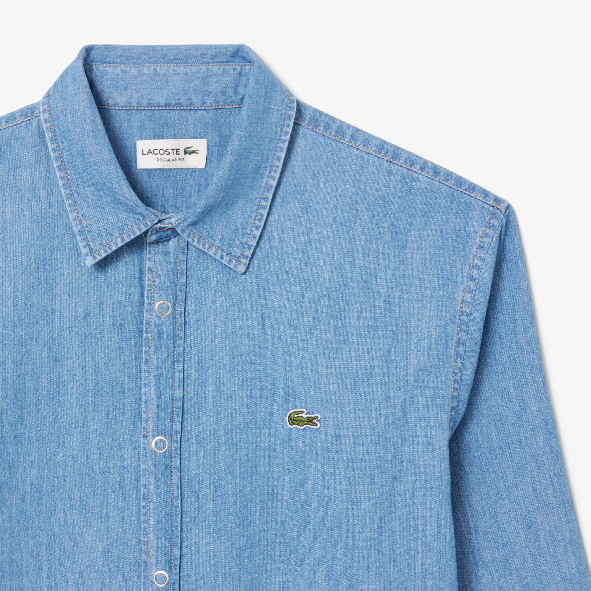 Áo Sơ Mi Lacoste Nam Dáng Suông Chất Liệu Denim Nhẹ