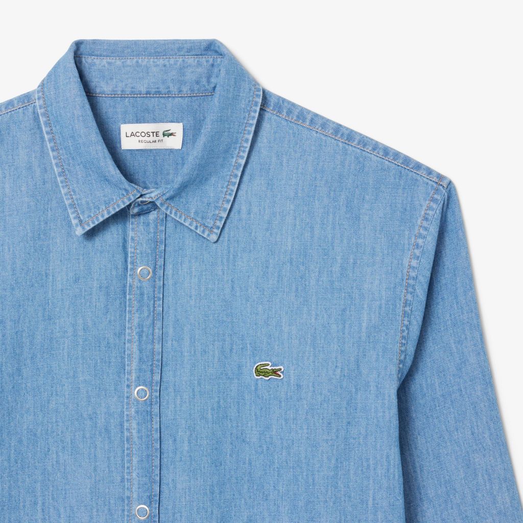 Áo Sơ Mi Lacoste Nam Dáng Suông Chất Liệu Denim Nhẹ