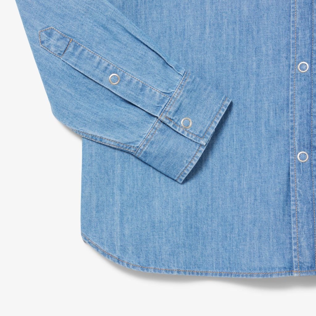 Áo Sơ Mi Lacoste Nam Dáng Suông Chất Liệu Denim Nhẹ