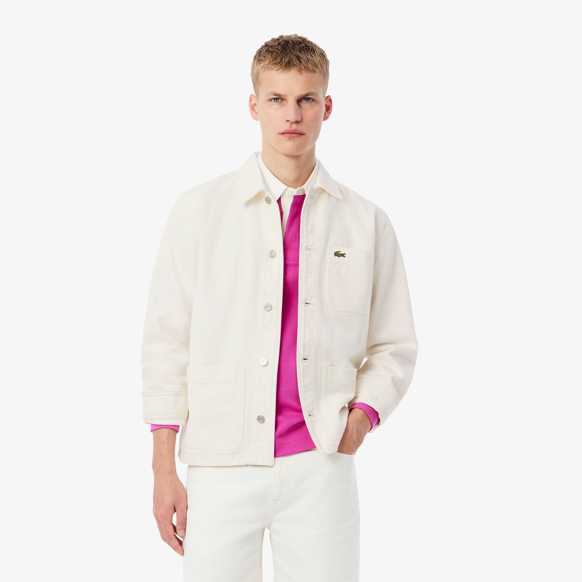 Áo Khoác Lacoste Nam Dáng Rộng Chất Liệu Cotton Denim