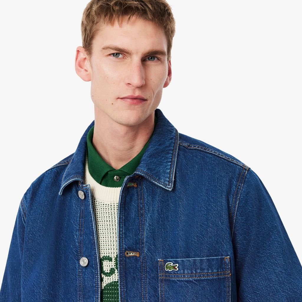 Áo Khoác Lacoste Nam Dáng Rộng Chất Liệu Cotton Denim