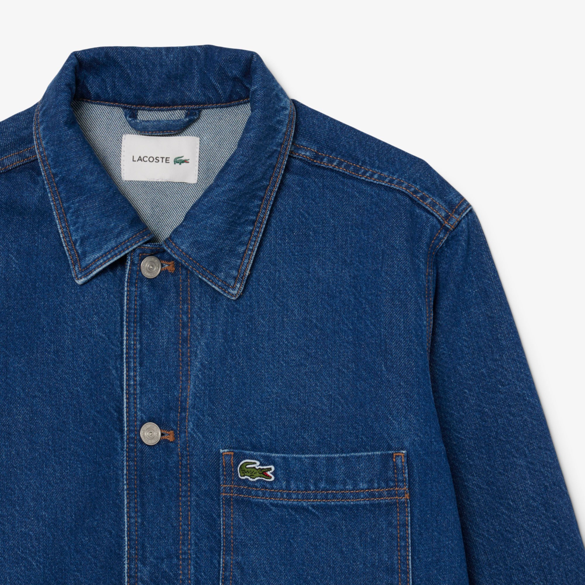 Áo Khoác Lacoste Nam Dáng Rộng Chất Liệu Cotton Denim