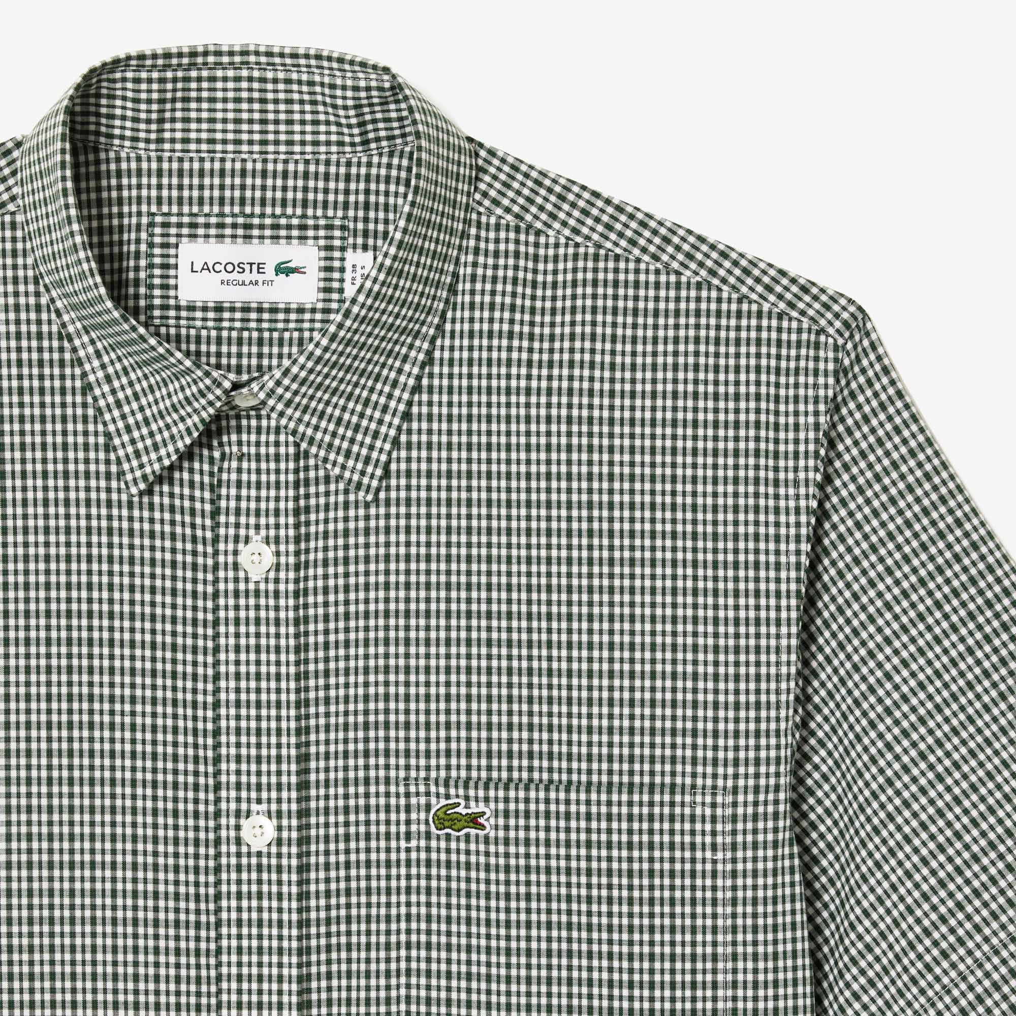 Áo Sơ Mi Lacoste Nam Tay Ngắn Chất Liệu Poplin Họa Tiết Kẻ Caro