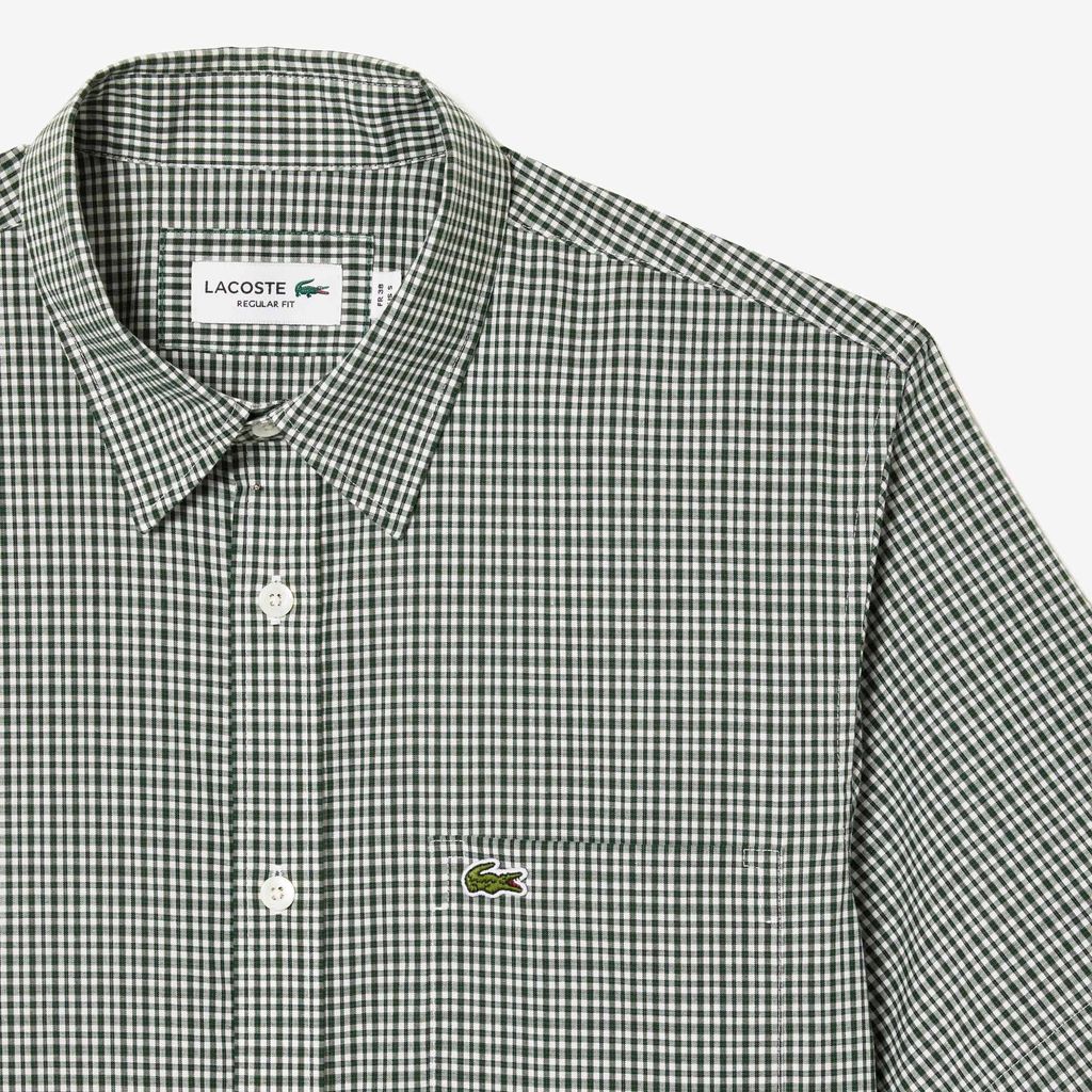 Áo Sơ Mi Lacoste Nam Tay Ngắn Chất Liệu Poplin Họa Tiết Kẻ Caro