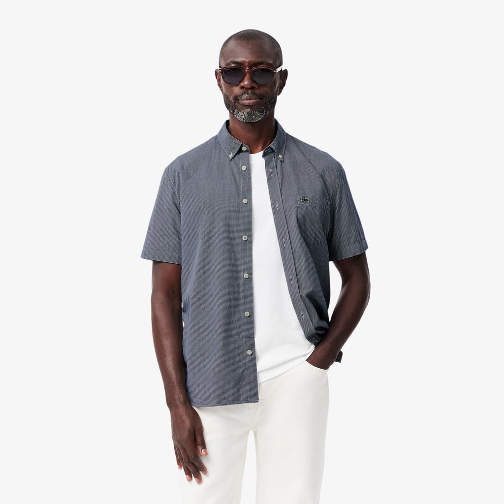 Áo Sơ Mi Lacoste Nam Gingham Dáng Suông Tay Ngắn