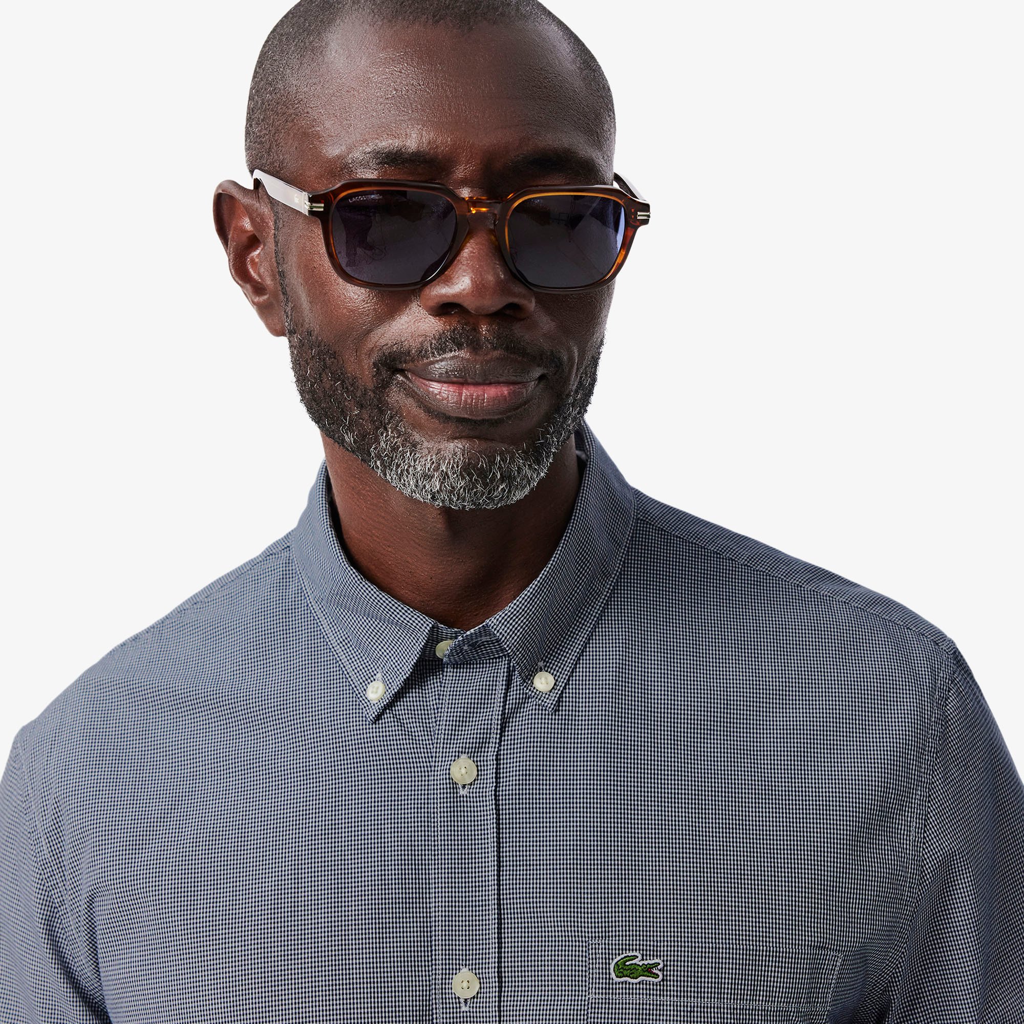 Áo Sơ Mi Lacoste Nam Gingham Dáng Suông Tay Ngắn