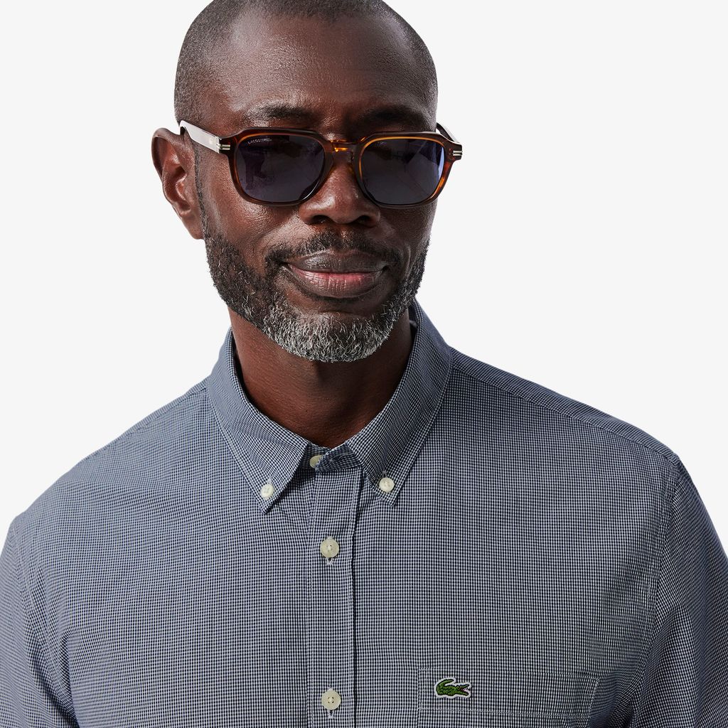 Áo Sơ Mi Lacoste Nam Gingham Dáng Suông Tay Ngắn
