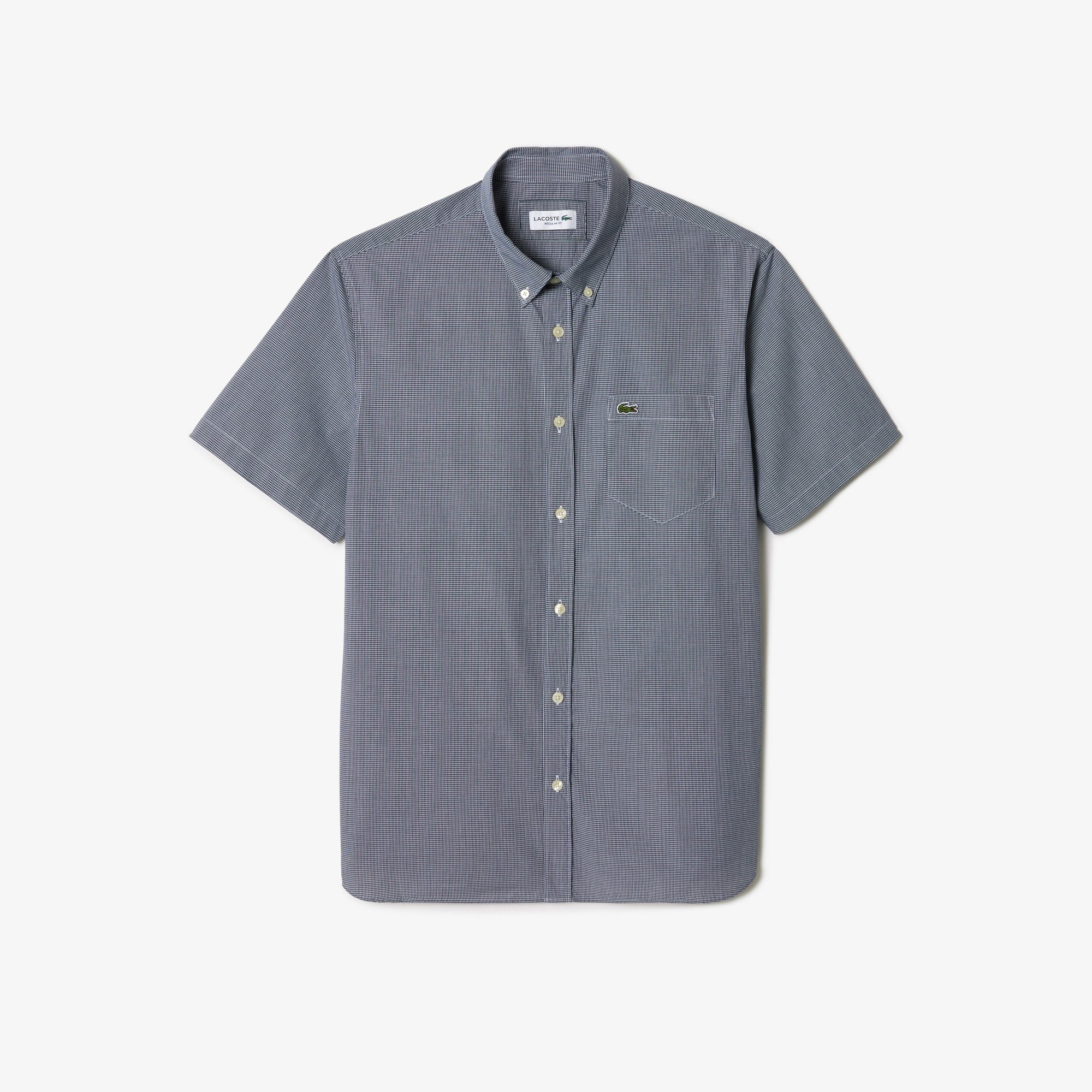 Áo Sơ Mi Lacoste Nam Gingham Dáng Suông Tay Ngắn