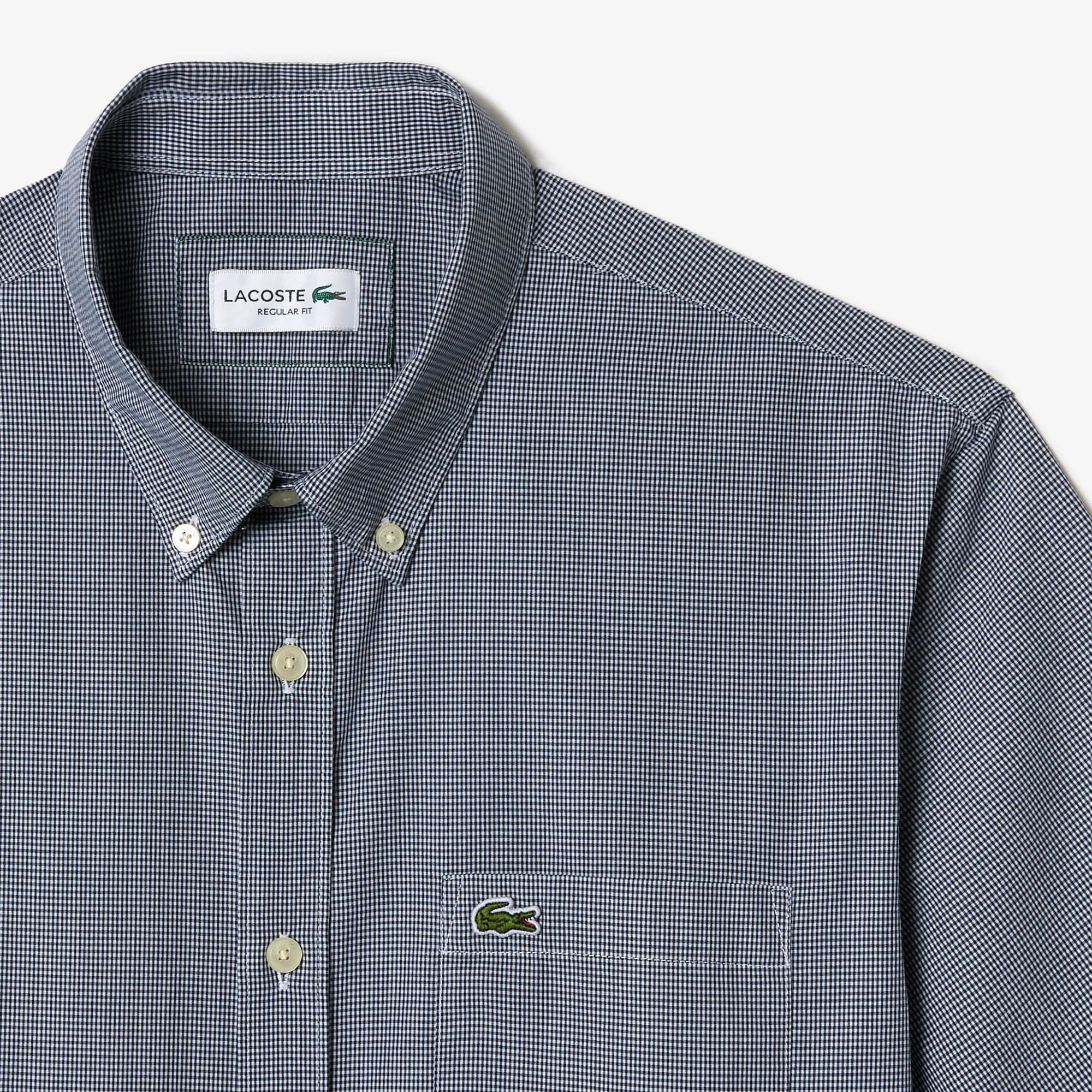 Áo Sơ Mi Lacoste Nam Gingham Dáng Suông Tay Ngắn