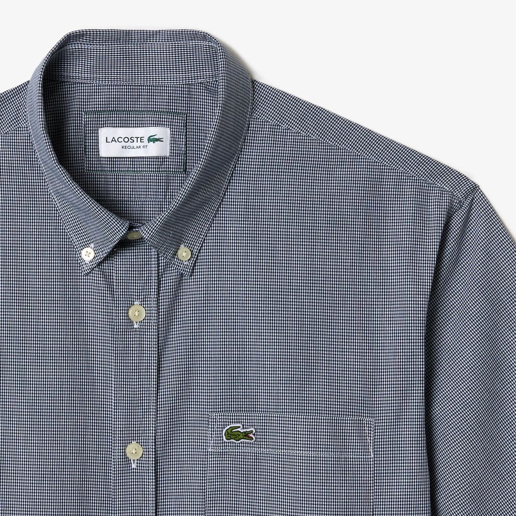 Áo Sơ Mi Lacoste Nam Gingham Dáng Suông Tay Ngắn
