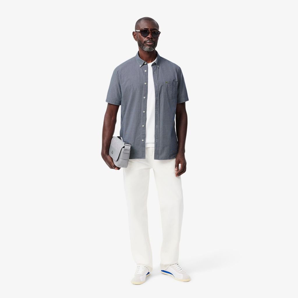 Áo Sơ Mi Lacoste Nam Gingham Dáng Suông Tay Ngắn