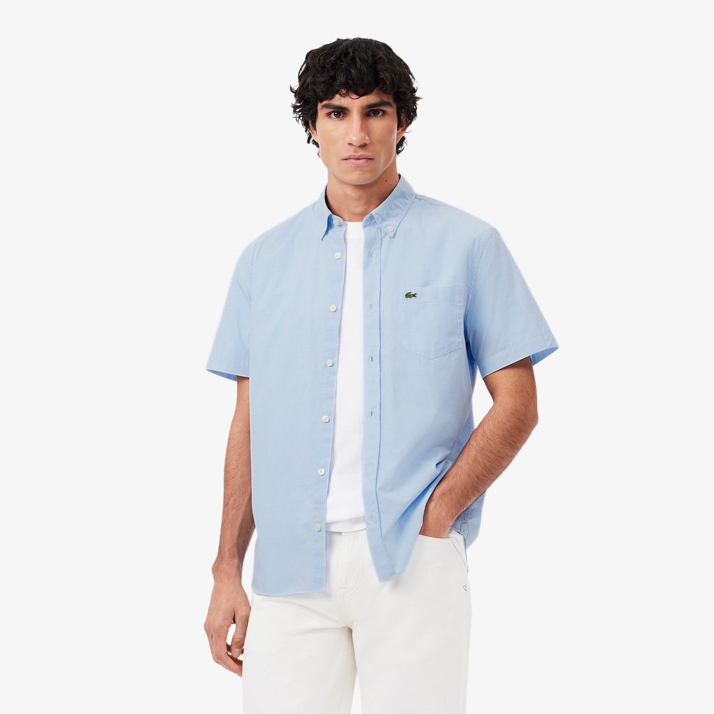 Áo Sơ Mi Lacoste Nam Gingham Dáng Suông Tay Ngắn