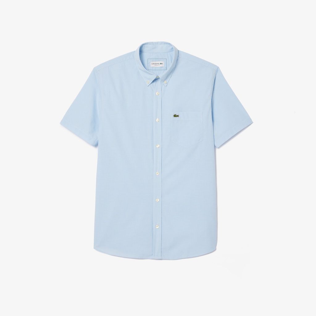 Áo Sơ Mi Lacoste Nam Gingham Dáng Suông Tay Ngắn