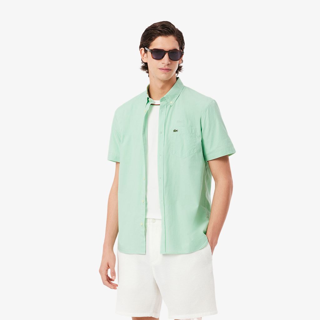 Áo Sơ Mi Lacoste Nam Gingham Dáng Suông Tay Ngắn