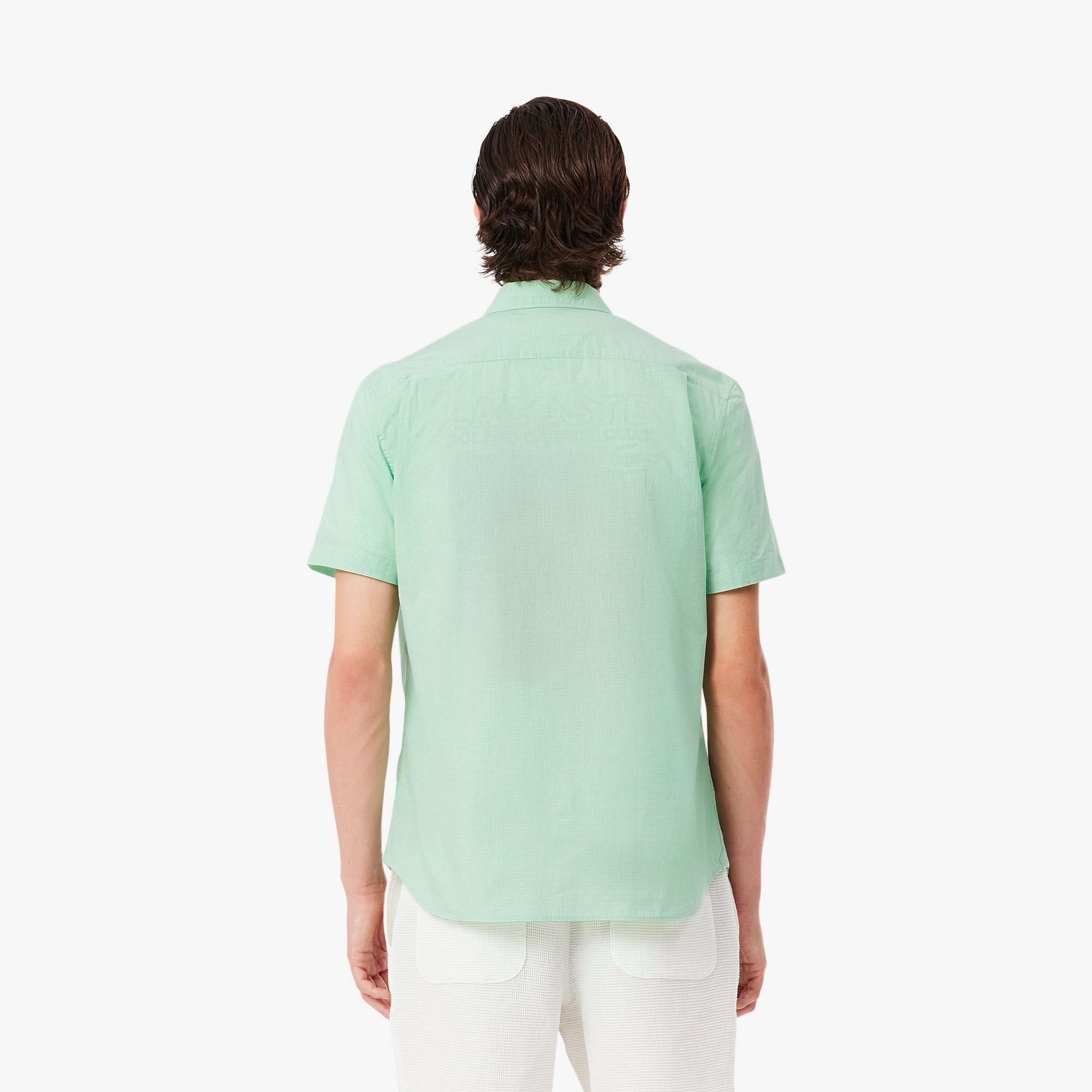 Áo Sơ Mi Lacoste Nam Gingham Dáng Suông Tay Ngắn