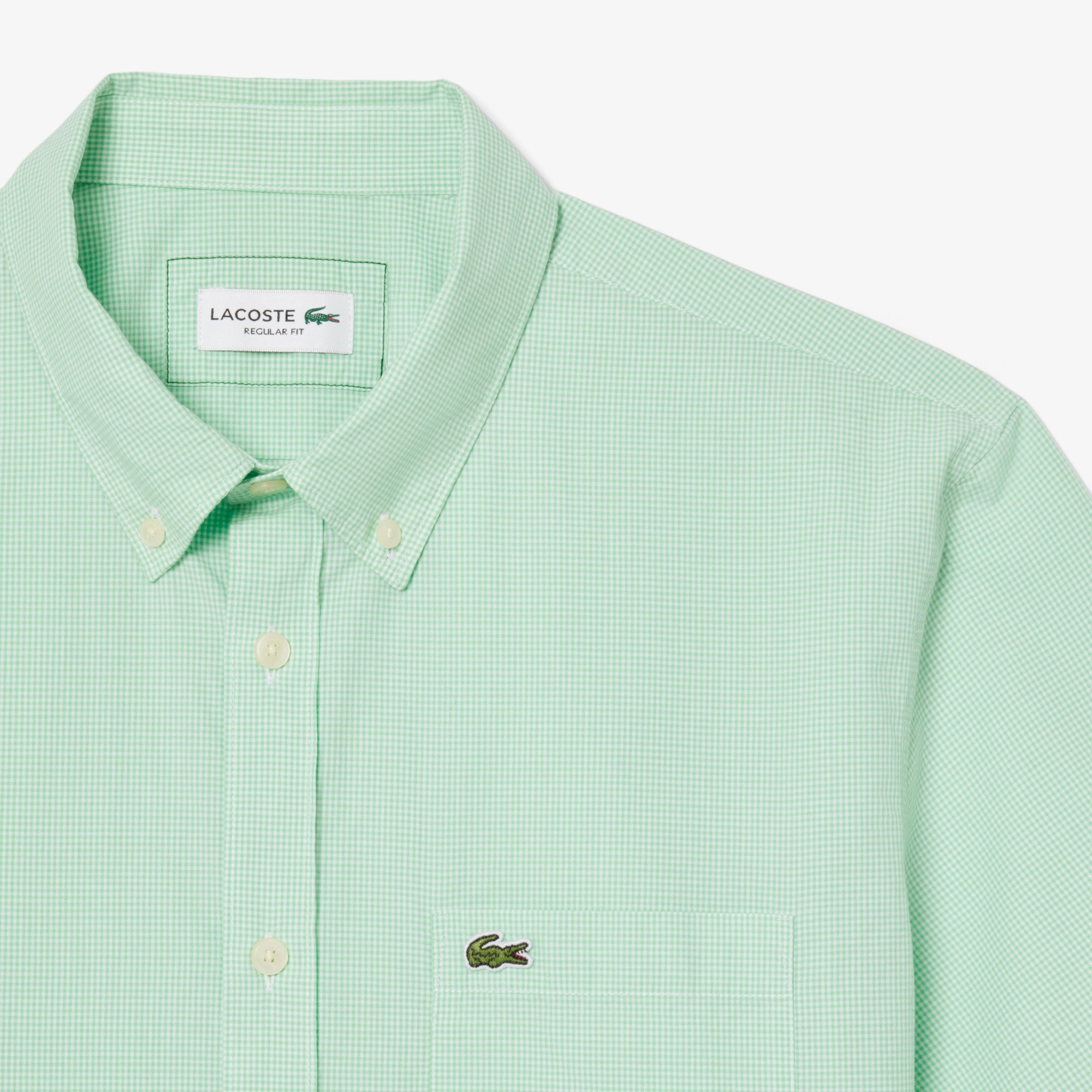 Áo Sơ Mi Lacoste Nam Gingham Dáng Suông Tay Ngắn