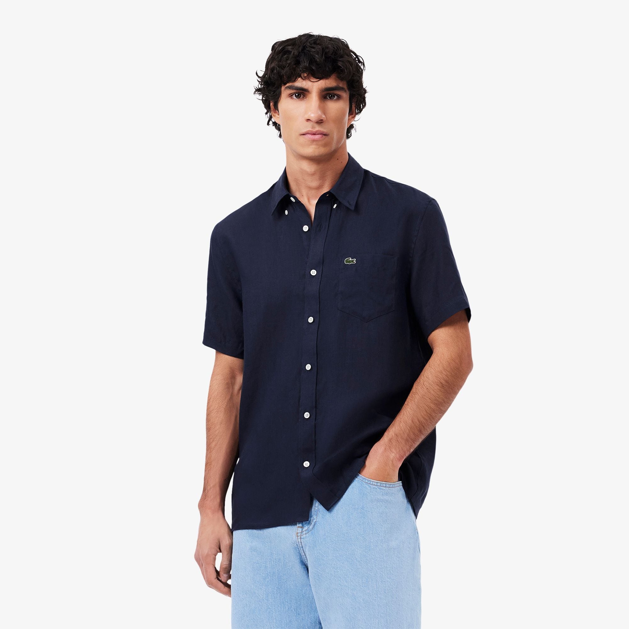 Áo Sơ Mi Lacoste Nam Tay Ngắn Chất Liệu Linen