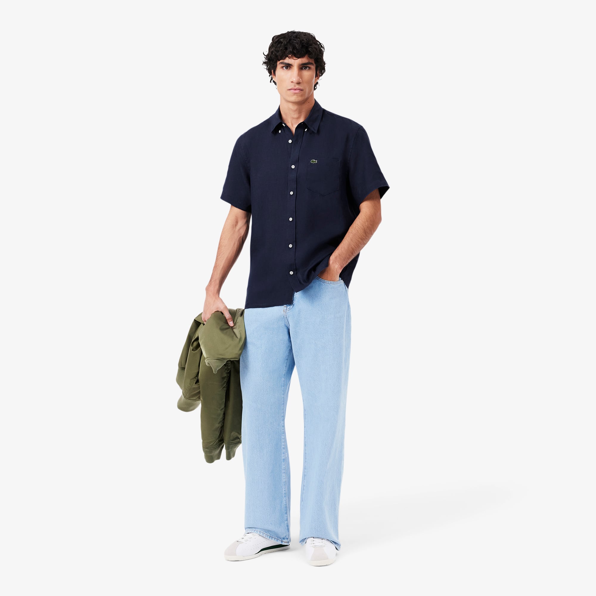 Áo Sơ Mi Lacoste Nam Tay Ngắn Chất Liệu Linen