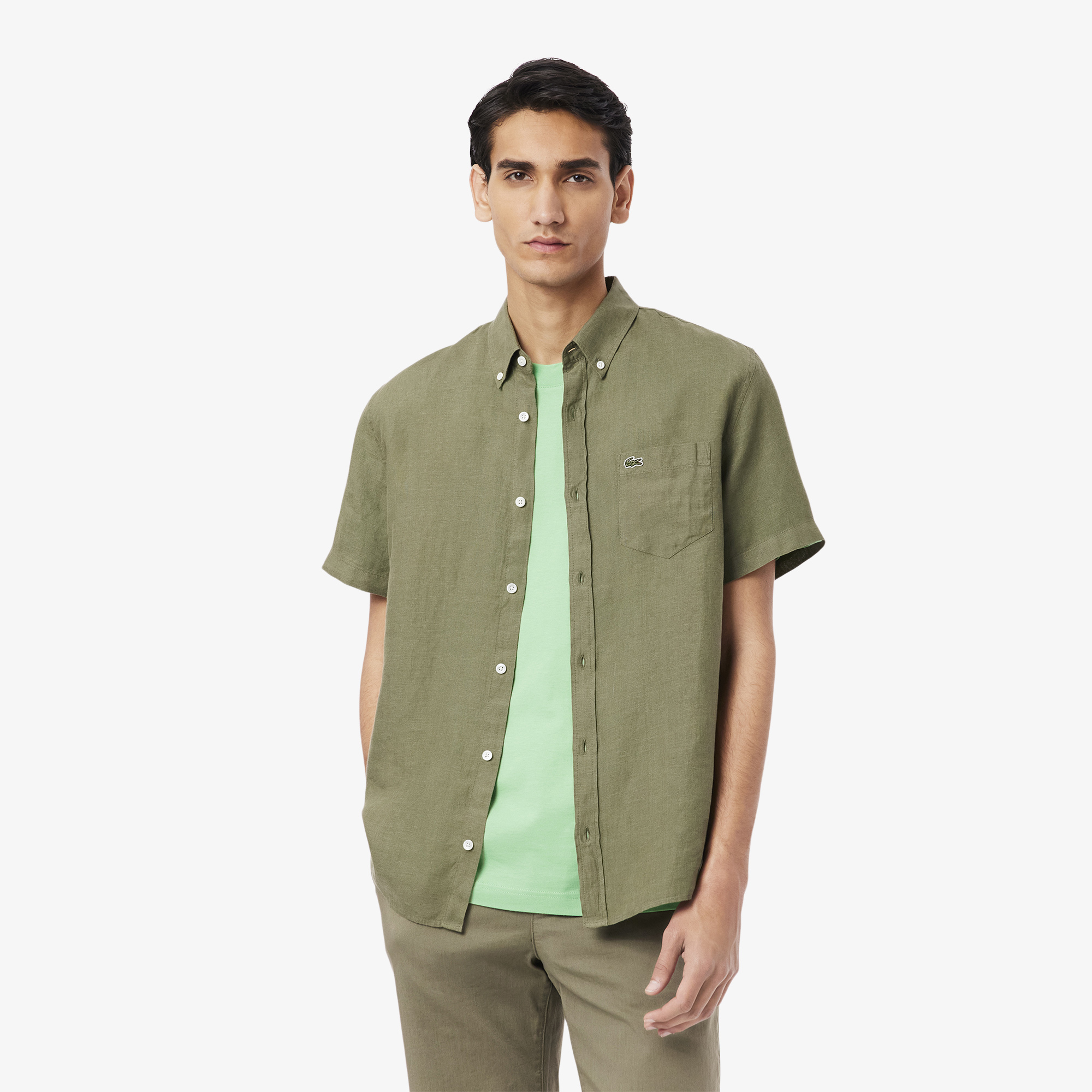 Áo Sơ Mi Lacoste Nam Tay Ngắn Chất Liệu Linen