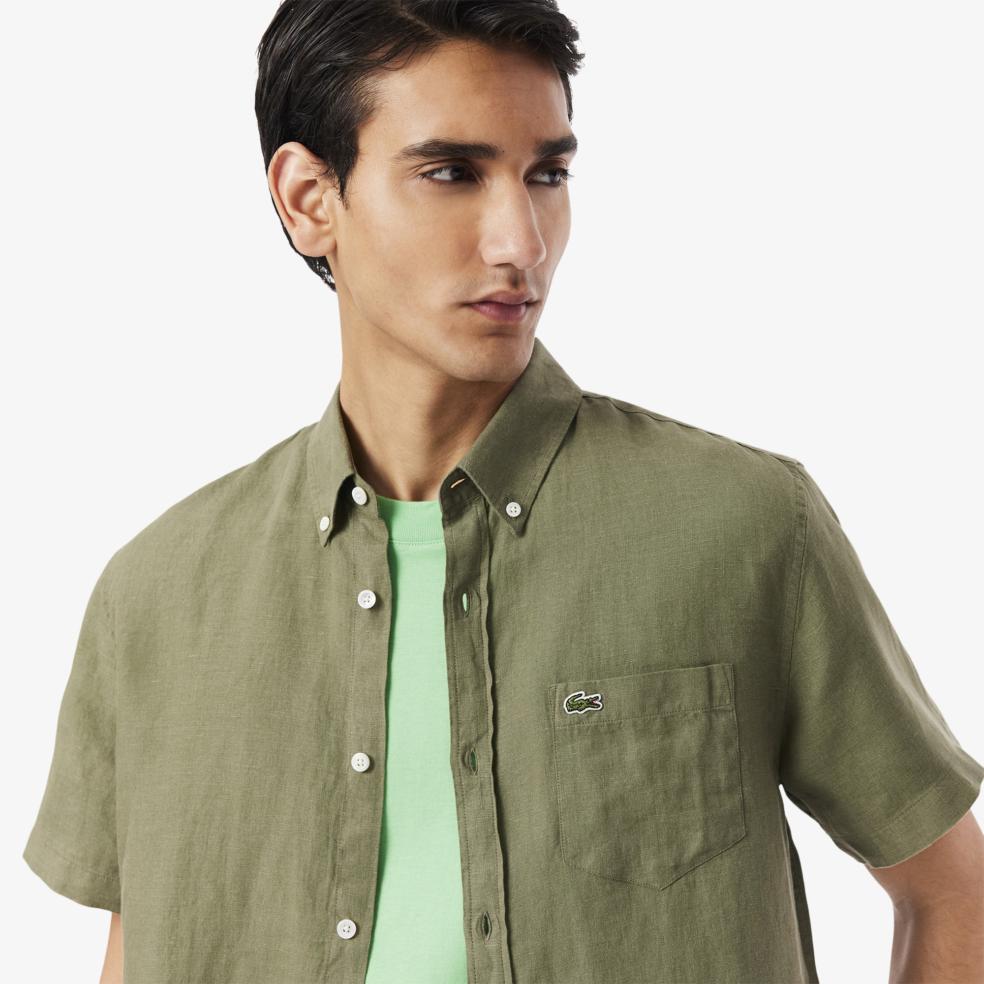 Áo Sơ Mi Lacoste Nam Tay Ngắn Chất Liệu Linen