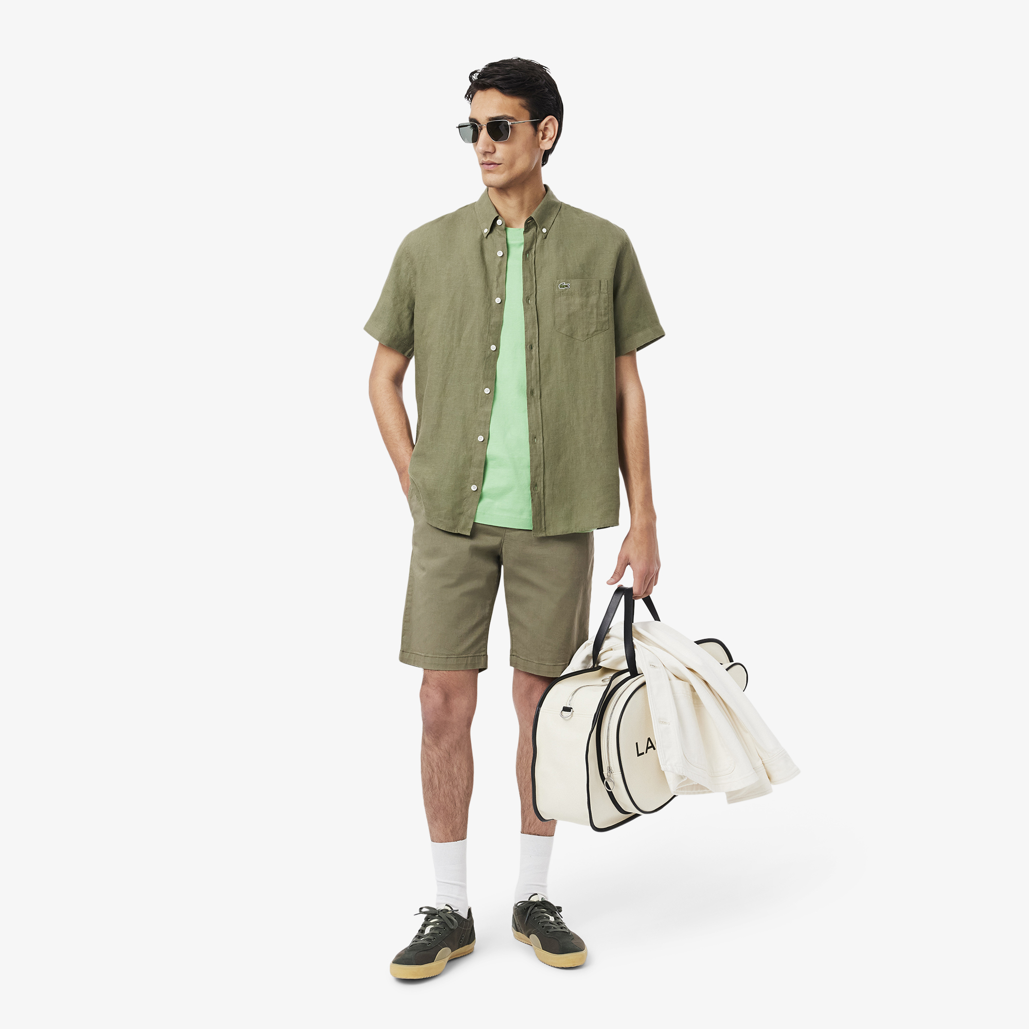 Áo Sơ Mi Lacoste Nam Tay Ngắn Chất Liệu Linen