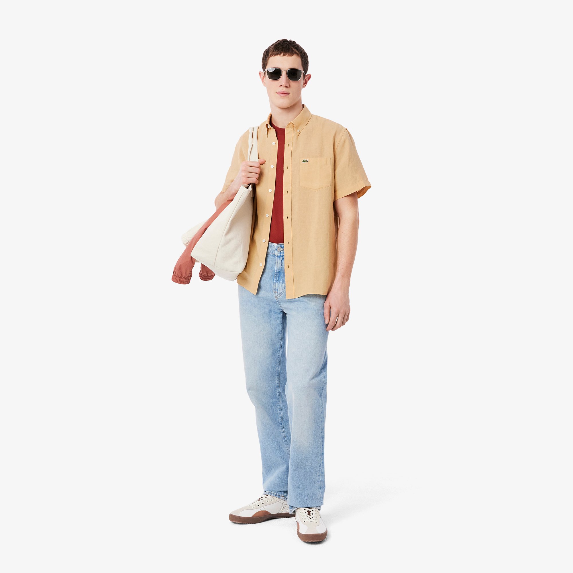Áo Sơ Mi Lacoste Nam Tay Ngắn Chất Liệu Linen
