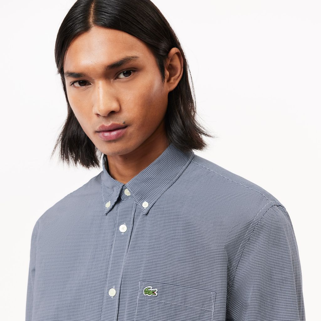Áo Sơ Mi Lacoste Nam Gingham Dáng Suông Chất Liệu Poplin