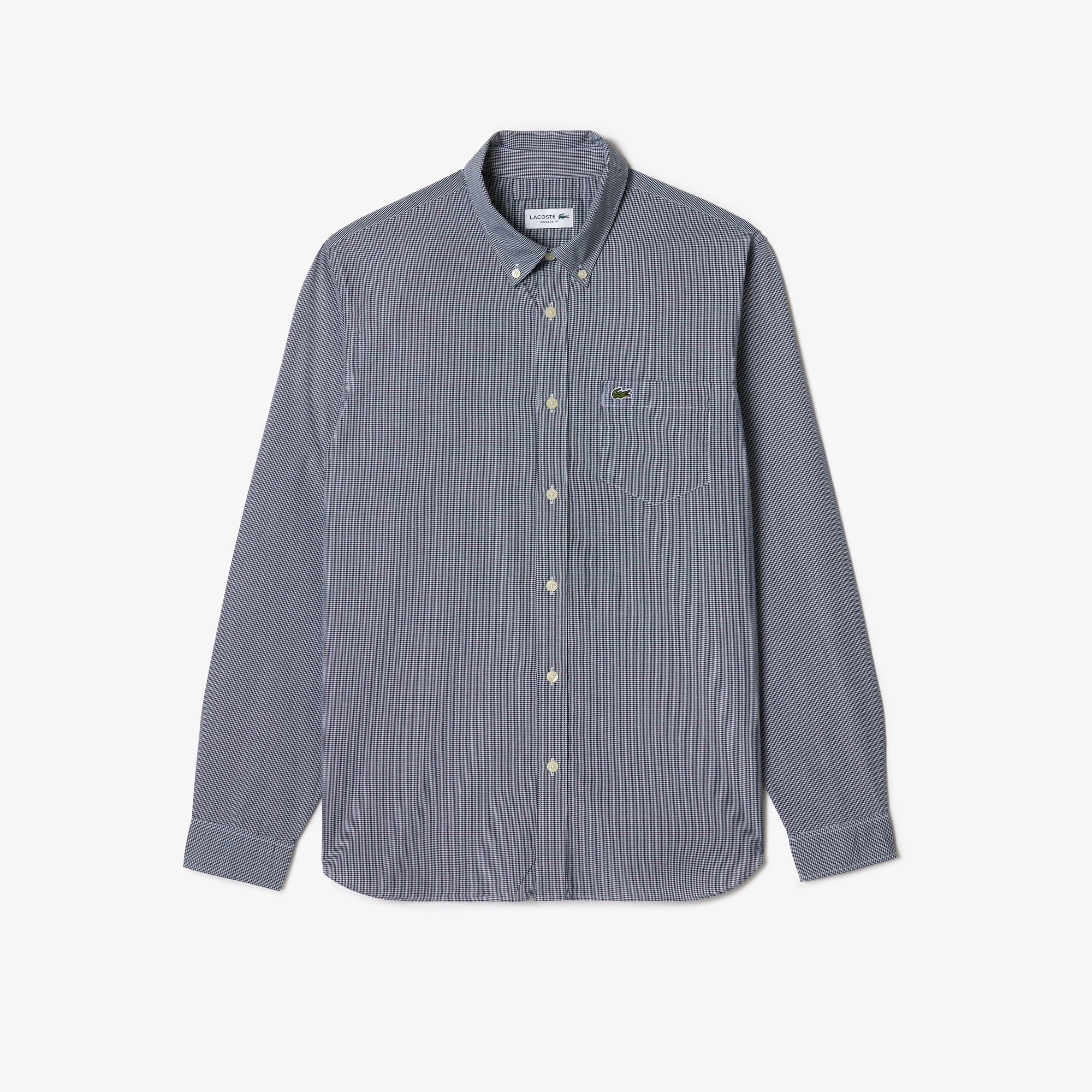 Áo Sơ Mi Lacoste Nam Gingham Dáng Suông Chất Liệu Poplin