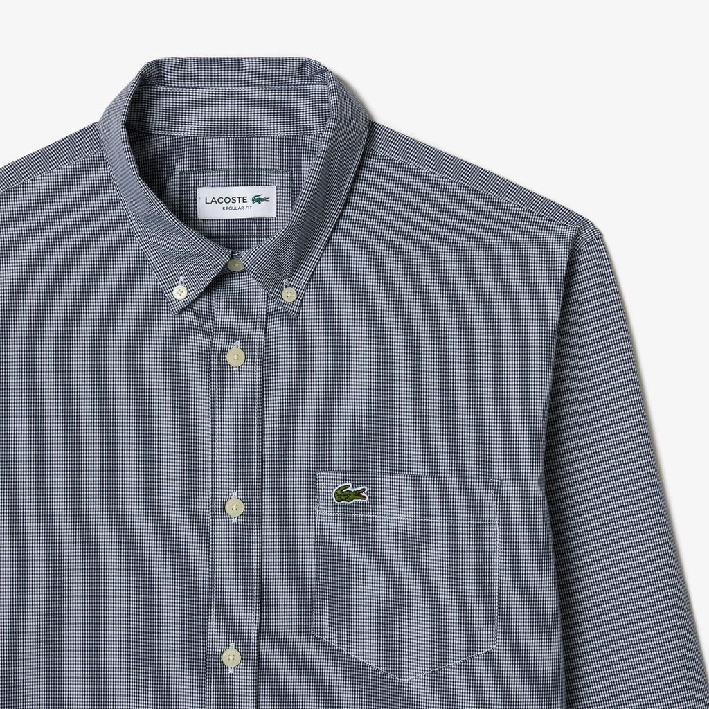 Áo Sơ Mi Lacoste Nam Gingham Dáng Suông Chất Liệu Poplin