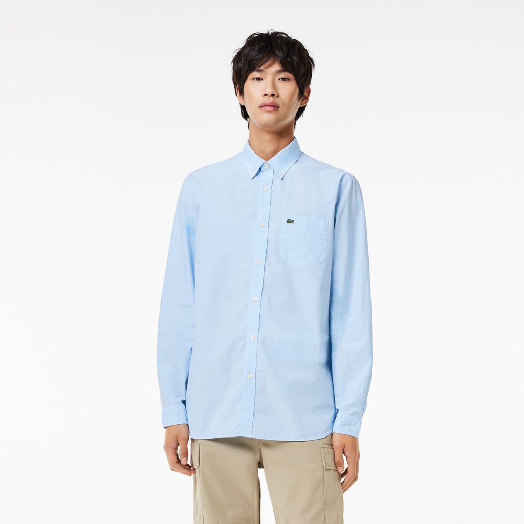 Áo Sơ Mi Lacoste Nam Gingham Dáng Suông Chất Liệu Poplin