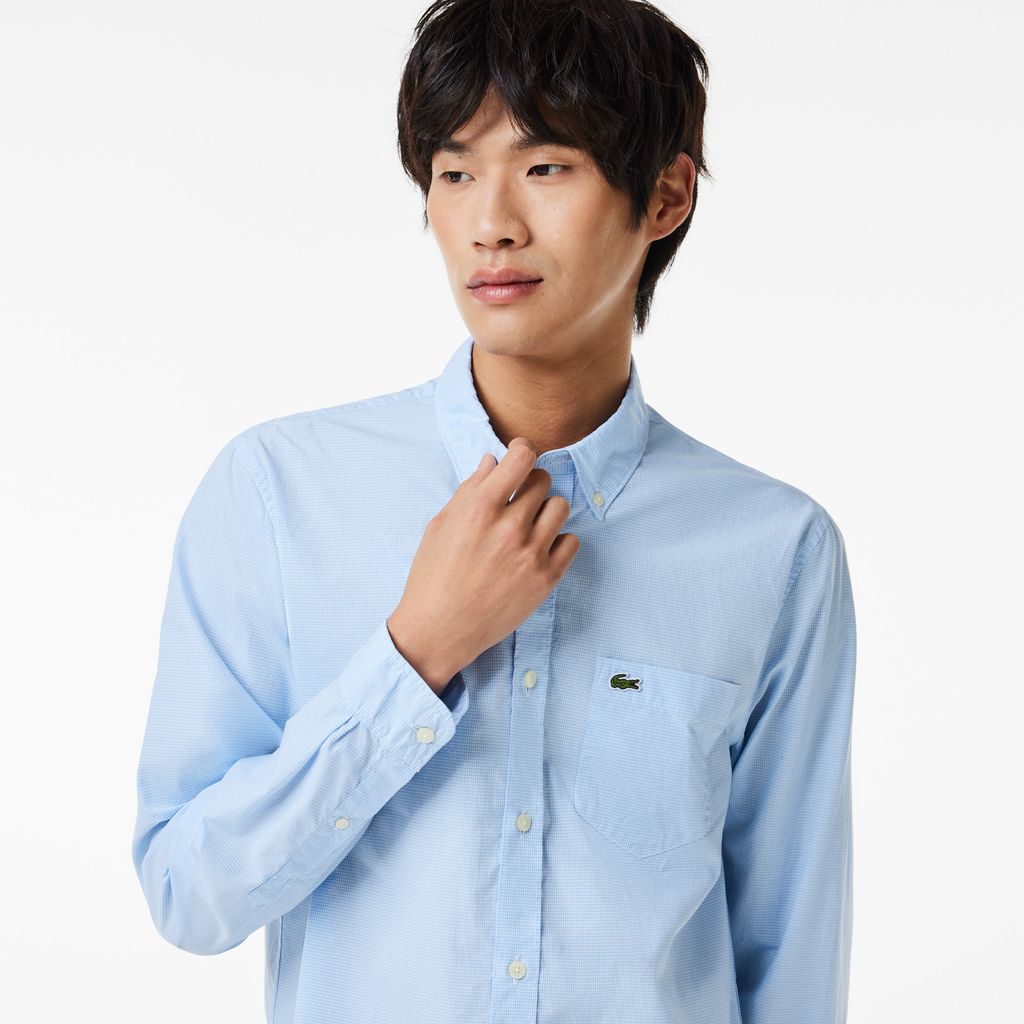 Áo Sơ Mi Lacoste Nam Gingham Dáng Suông Chất Liệu Poplin