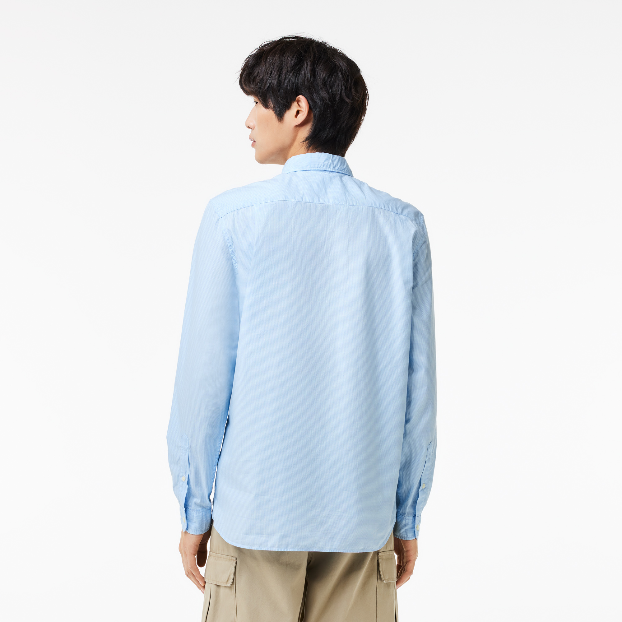 Áo Sơ Mi Lacoste Nam Gingham Dáng Suông Chất Liệu Poplin