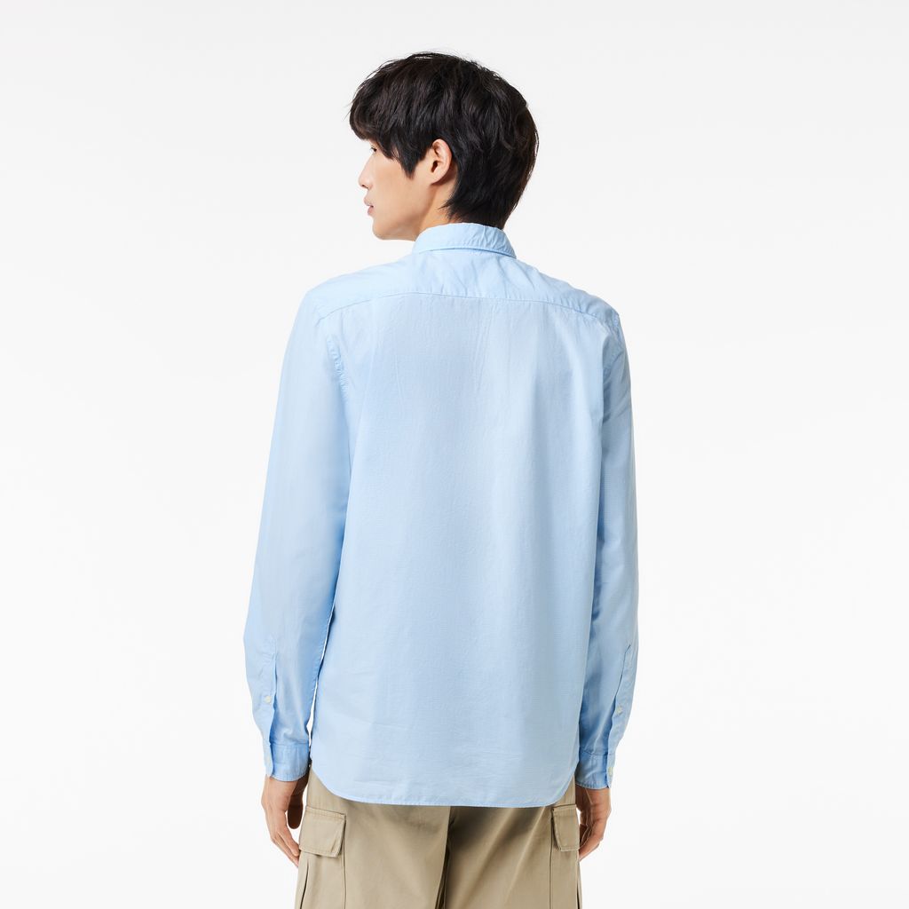 Áo Sơ Mi Lacoste Nam Gingham Dáng Suông Chất Liệu Poplin