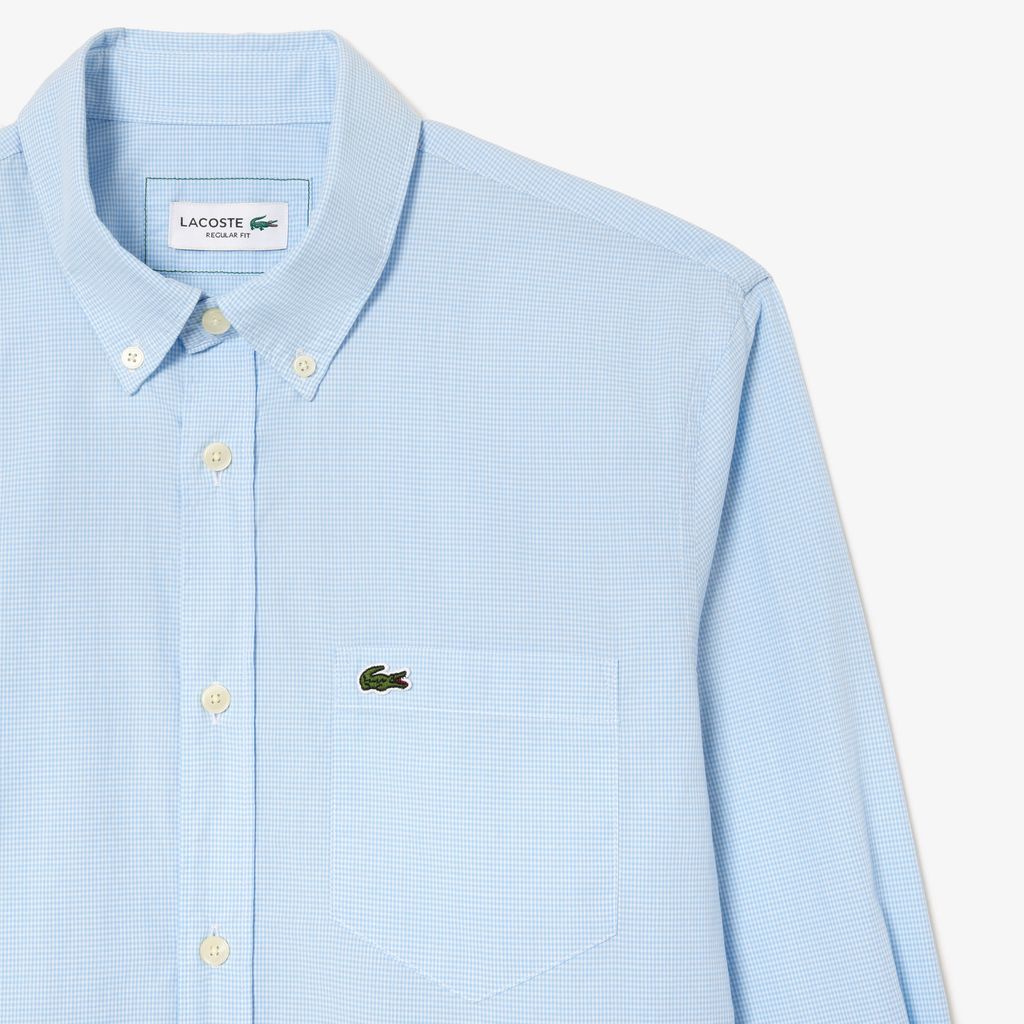 Áo Sơ Mi Lacoste Nam Gingham Dáng Suông Chất Liệu Poplin
