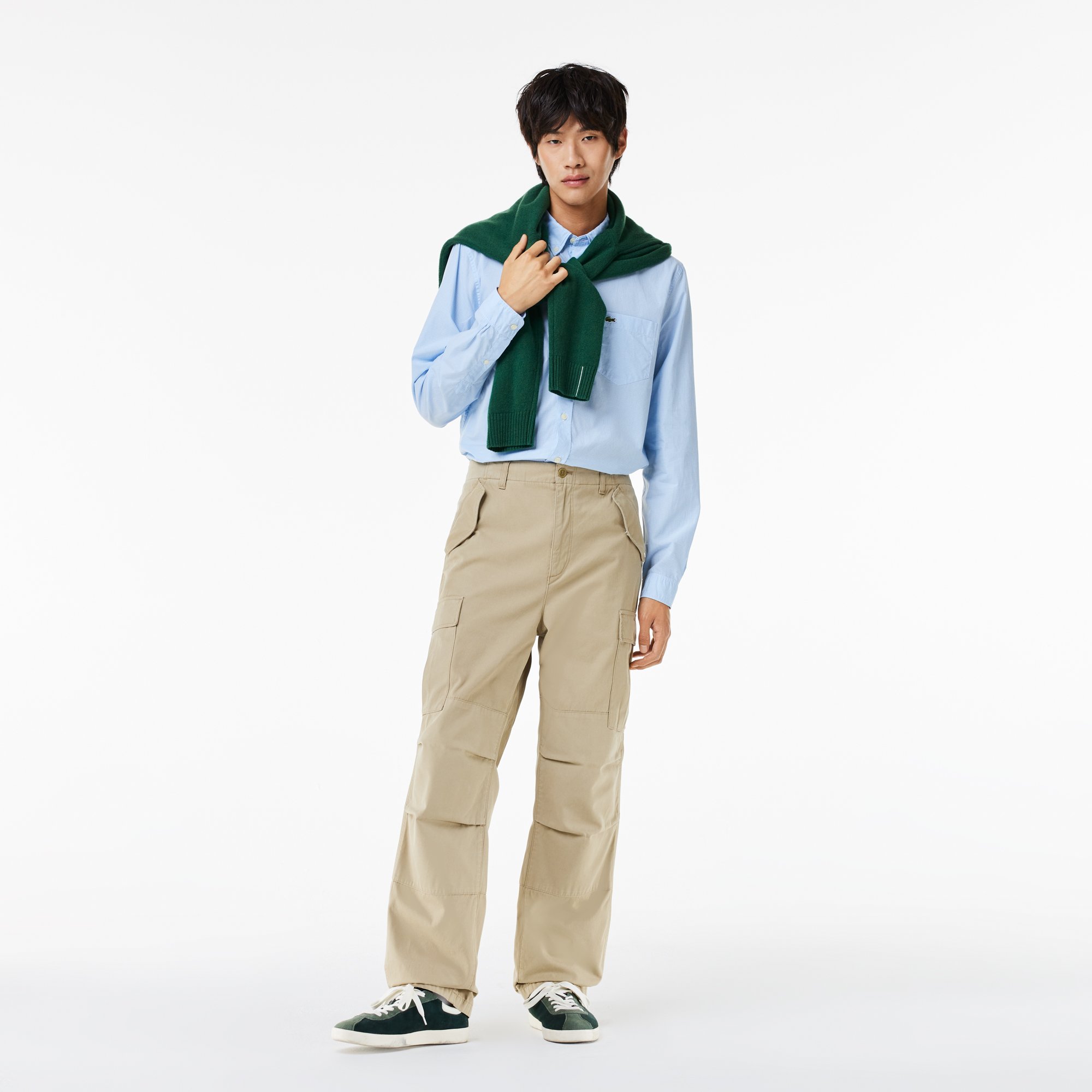 Áo Sơ Mi Lacoste Nam Gingham Dáng Suông Chất Liệu Poplin