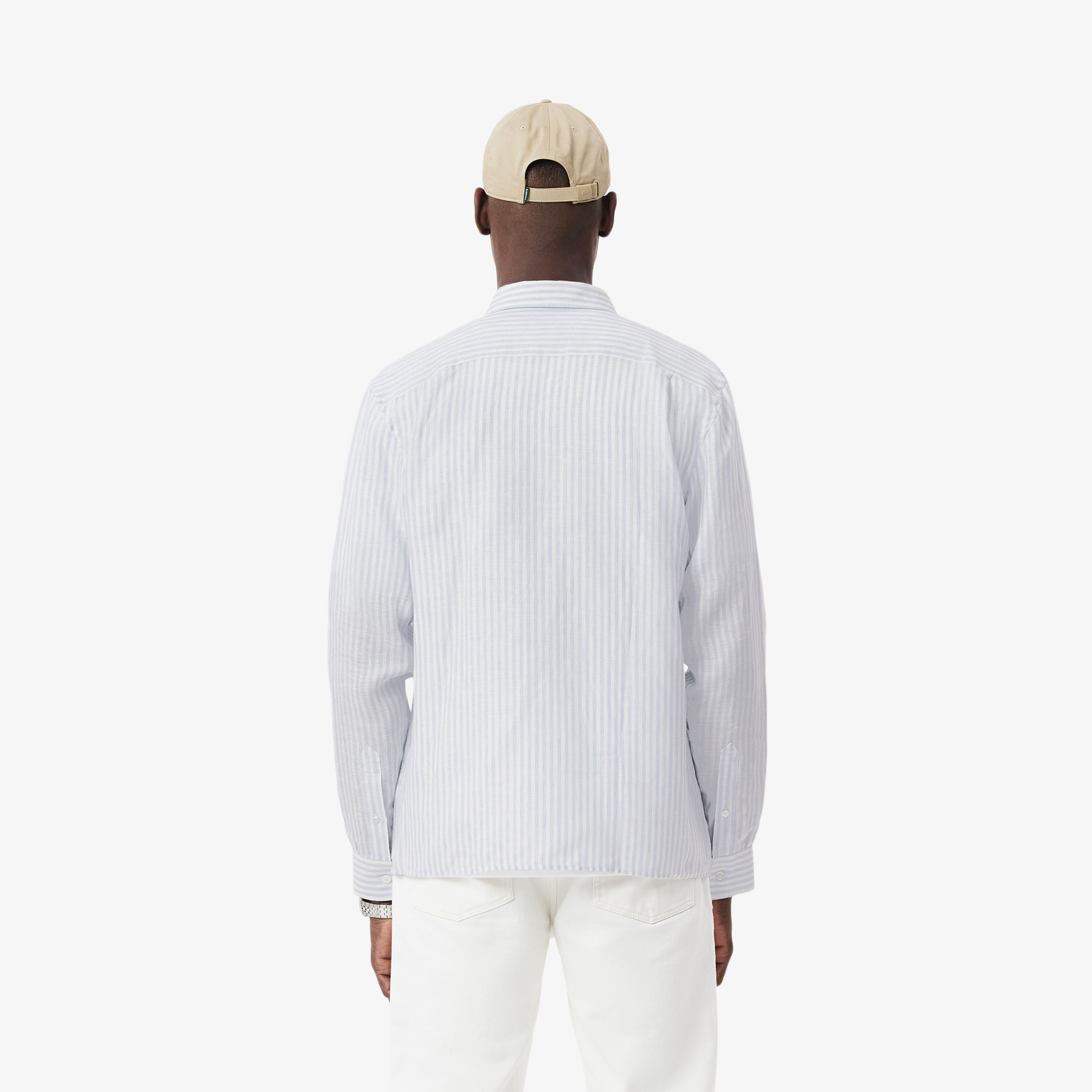 Áo Sơ Mi Lacoste Nam Dáng Suông Chất Liệu Linen Hoạ Tiết Sọc