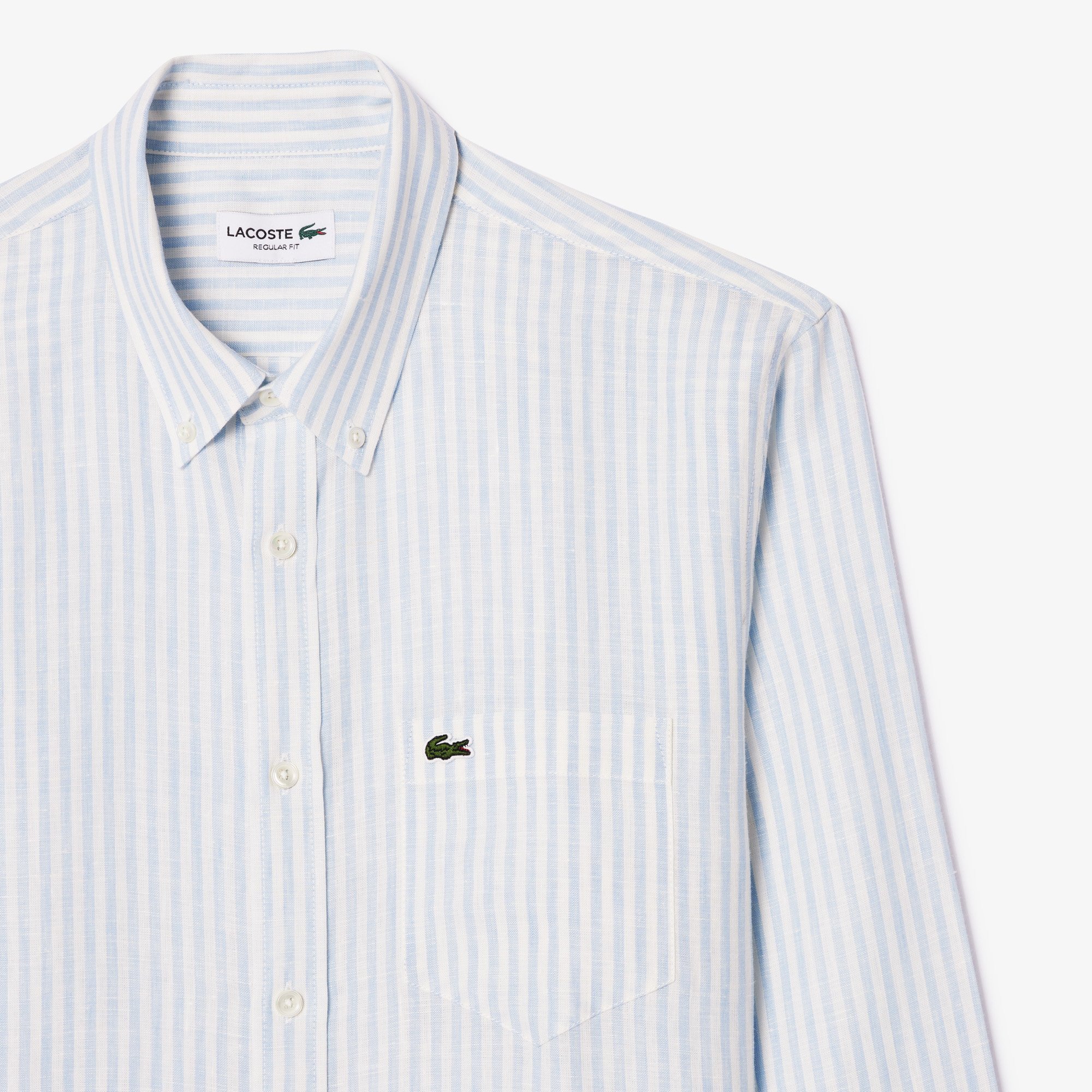 Áo Sơ Mi Lacoste Nam Dáng Suông Chất Liệu Linen Hoạ Tiết Sọc