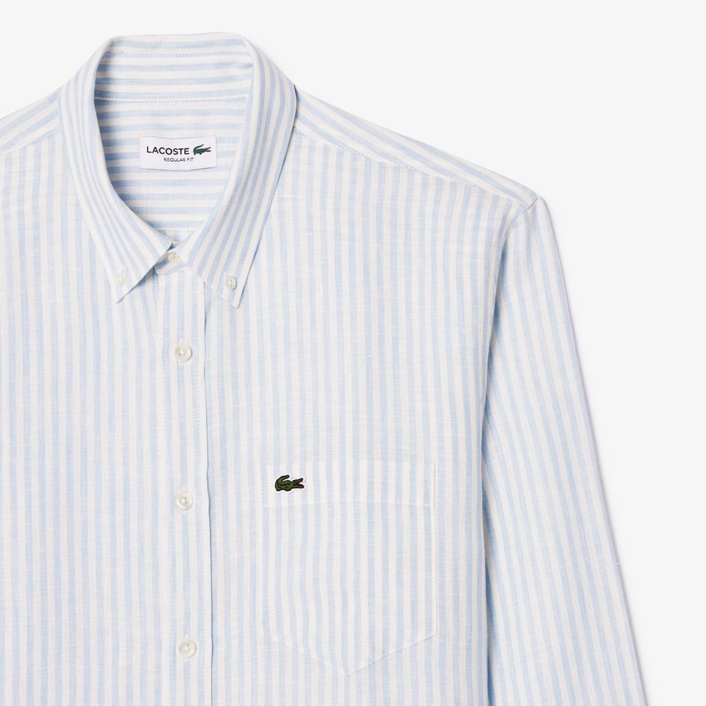 Áo Sơ Mi Lacoste Nam Dáng Suông Chất Liệu Linen Hoạ Tiết Sọc