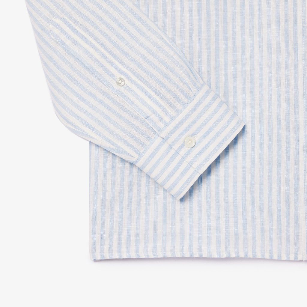 Áo Sơ Mi Lacoste Nam Dáng Suông Chất Liệu Linen Hoạ Tiết Sọc