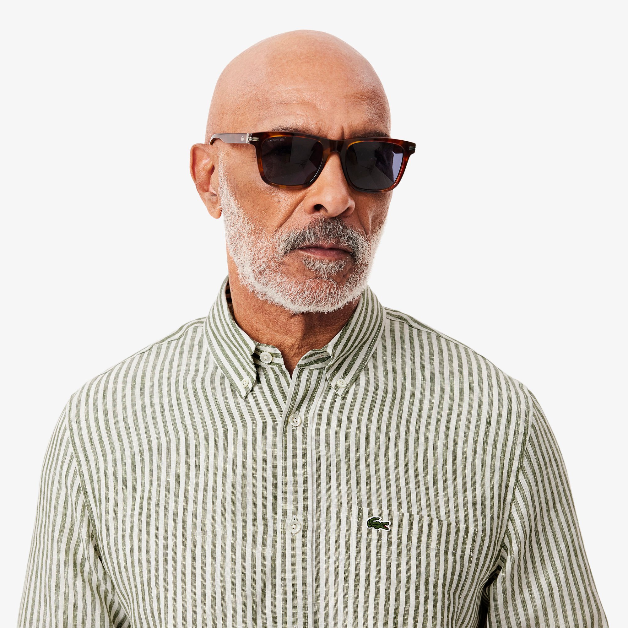 Áo Sơ Mi Lacoste Nam Dáng Suông Chất Liệu Linen Hoạ Tiết Sọc