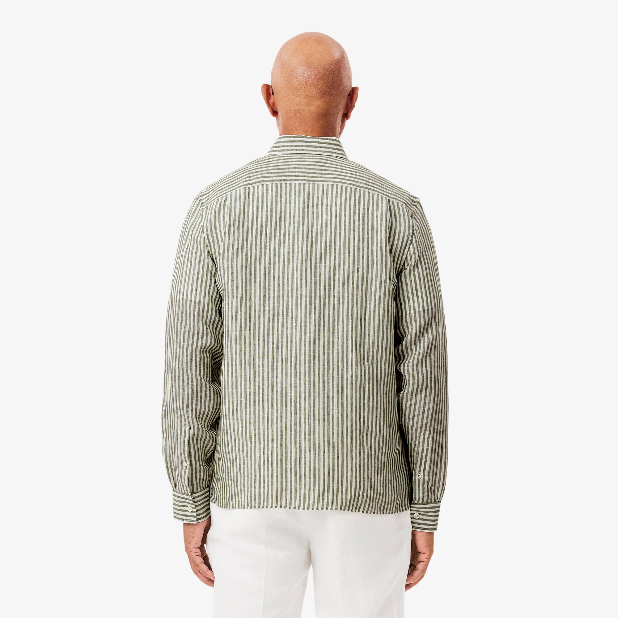 Áo Sơ Mi Lacoste Nam Dáng Suông Chất Liệu Linen Hoạ Tiết Sọc